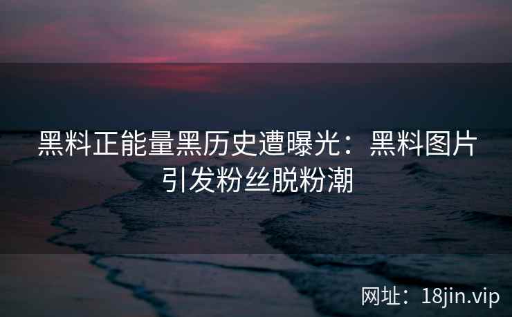 黑料正能量黑历史遭曝光：黑料图片引发粉丝脱粉潮