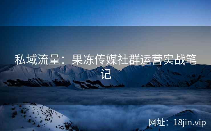 私域流量：果冻传媒社群运营实战笔记