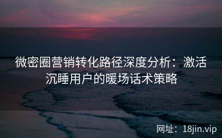 微密圈营销转化路径深度分析：激活沉睡用户的暖场话术策略