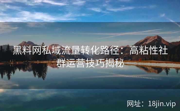 黑料网私域流量转化路径：高粘性社群运营技巧揭秘